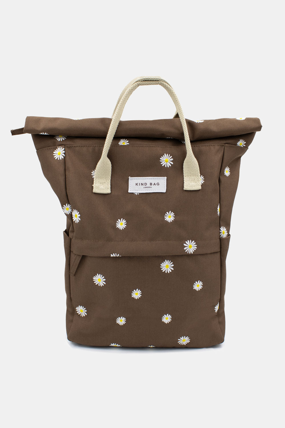 Daisies Brown | Embroidered Hackney Backpack | Medium