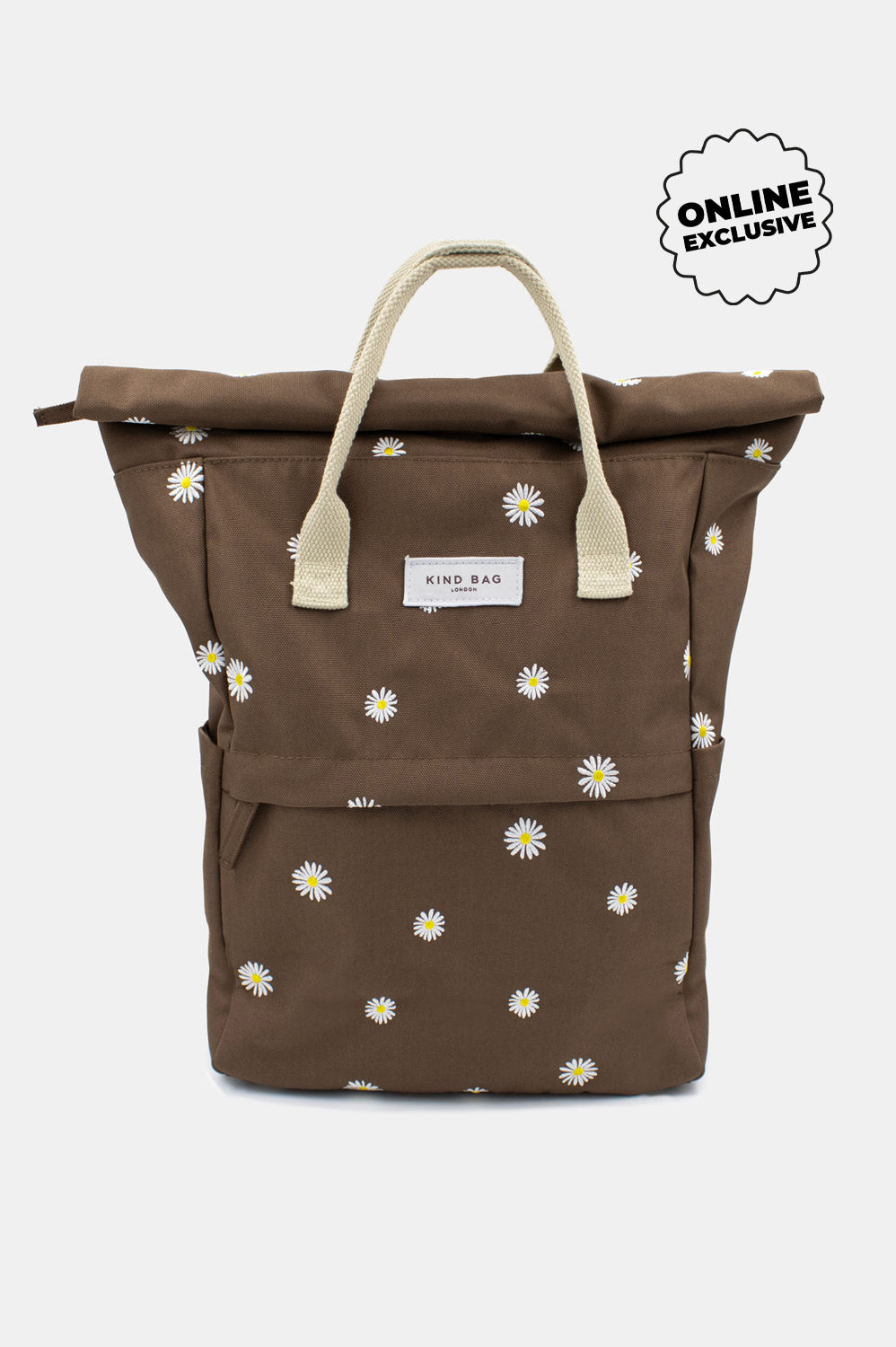 Daisies Brown | Embroidered Hackney Backpack | Medium