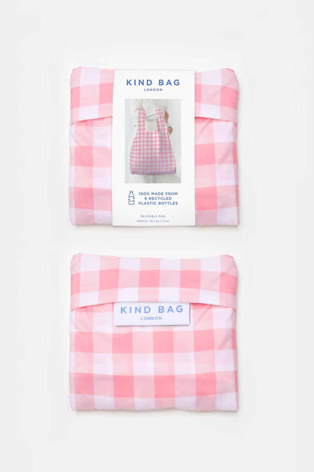 Kind Bag Gingham Pink Reusable Bag Pouch