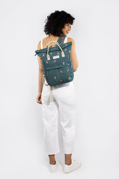 Mushrooms Green | Embroidered Hackney Backpack | Medium