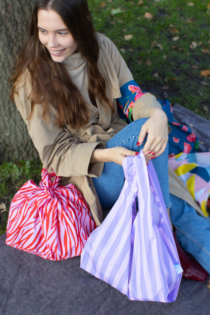 Purple Stripes | Medium Reusable Bag