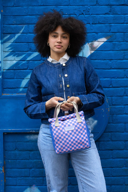 Lunch Bag | Checkerboard Blue & Pink