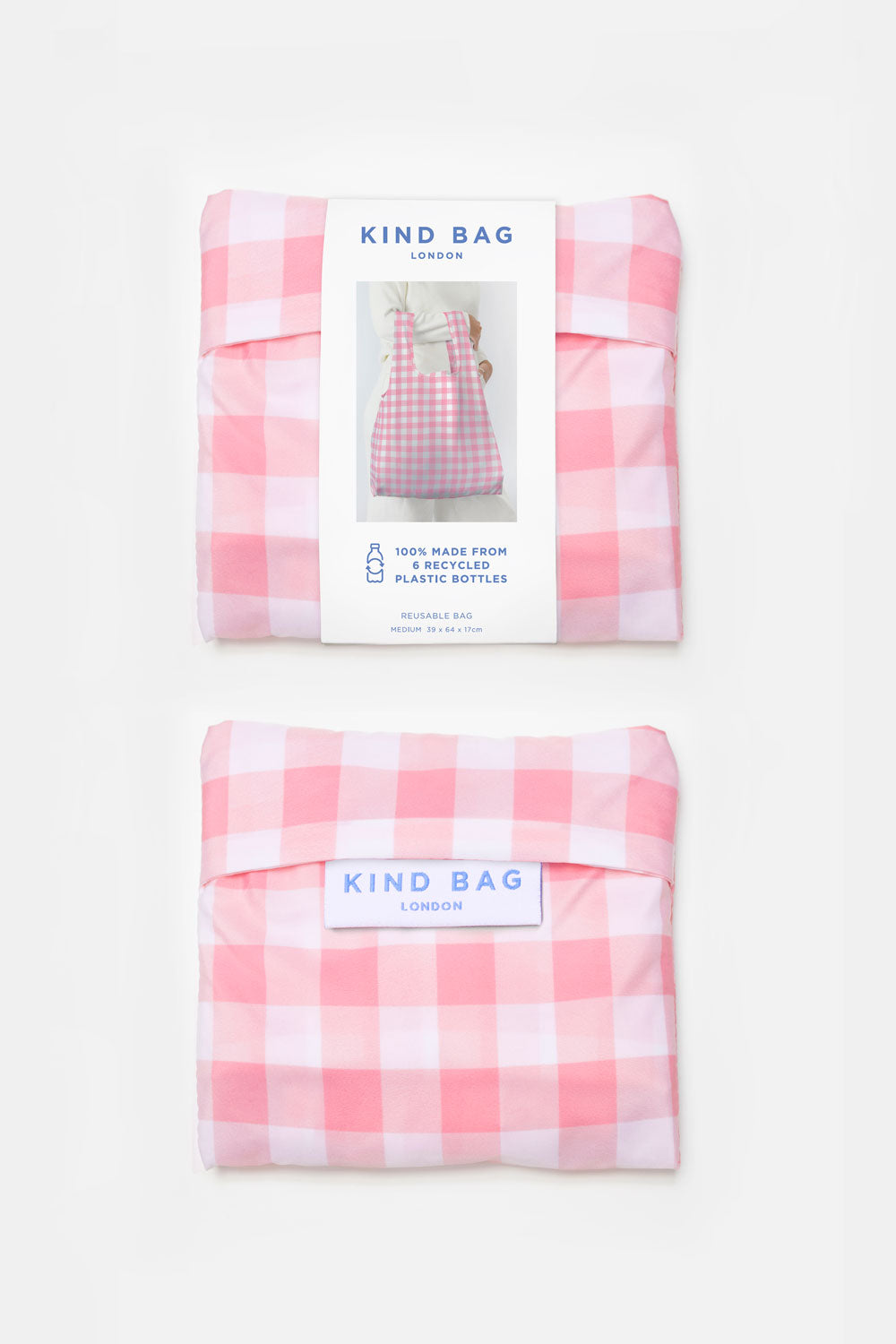 Kind Bag Gingham Pink Reusable Bag  Pouch