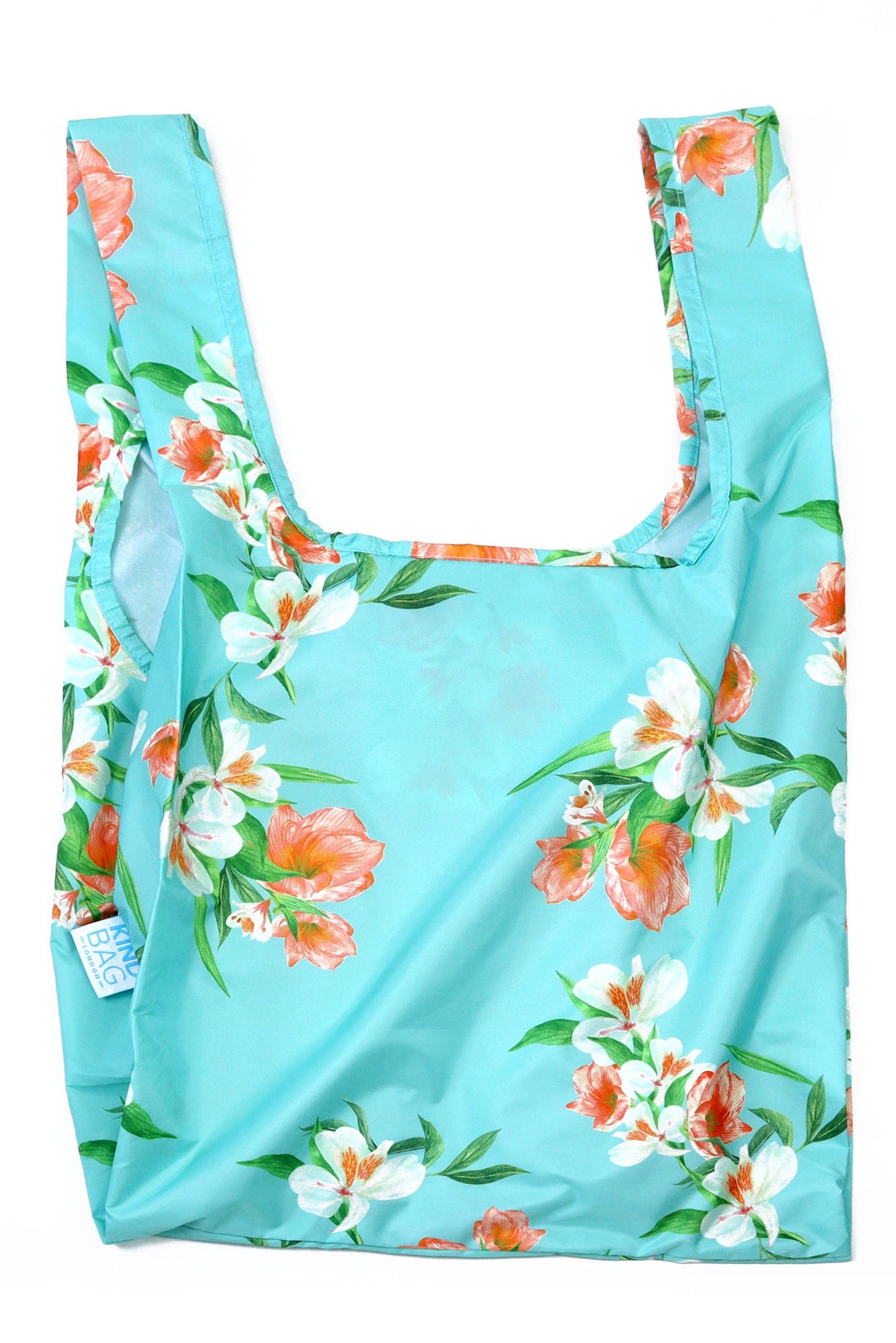 Kind Bag Floral Blue Reusable Bag Flatlay