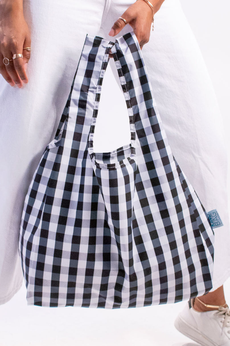 Kind Bag Gingham Black White Reusable Bag 