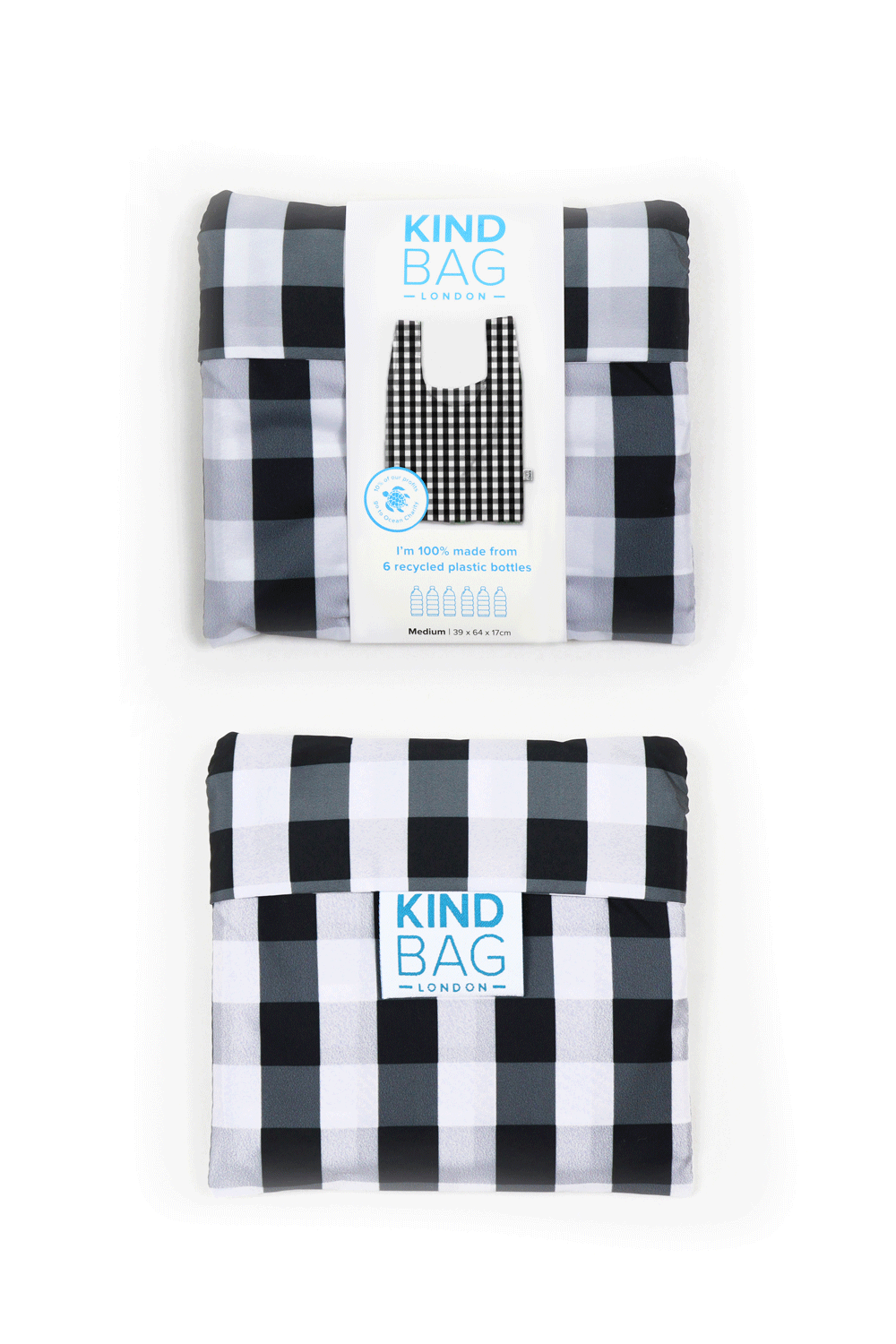 Kind Bag Gingham Black White Reusable Bag Pouch