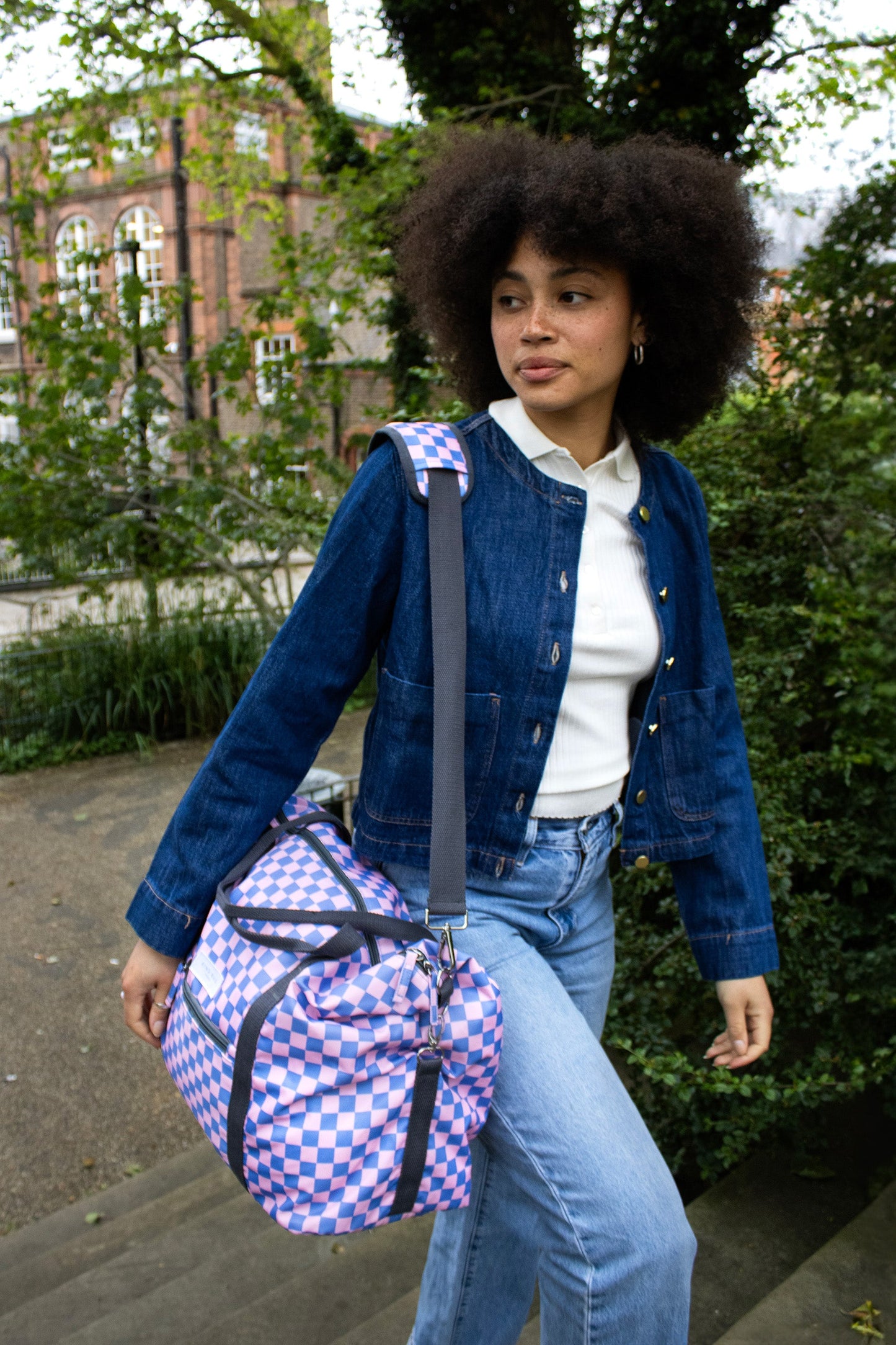 Weekender Bag | Checkerboard Blue & Pink