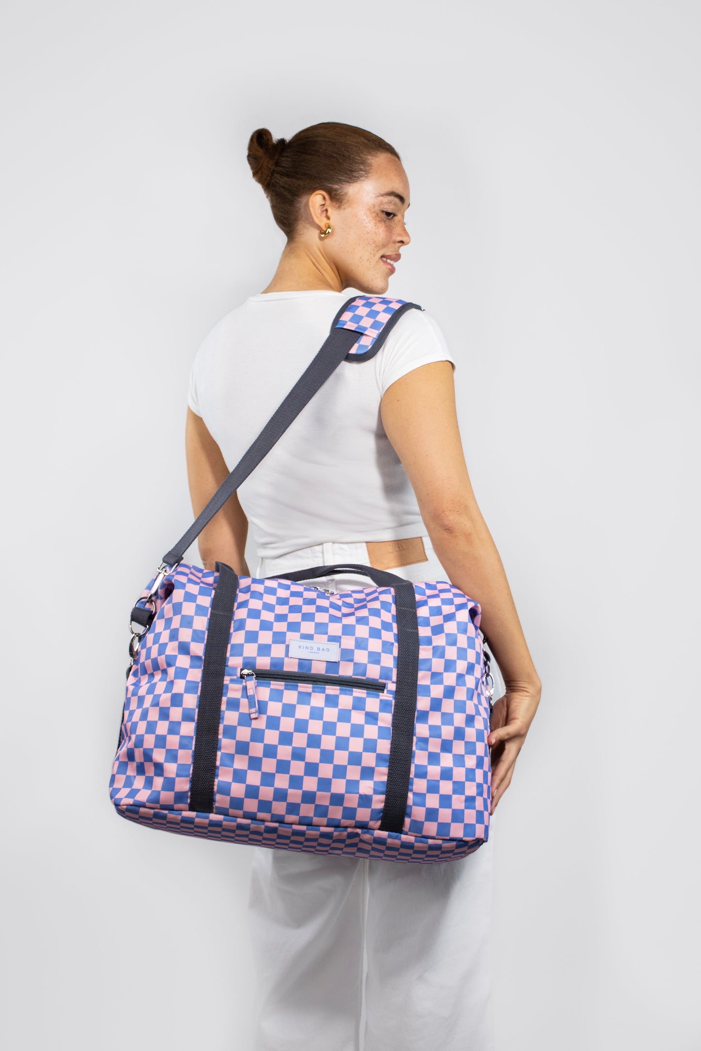 Weekender Bag | Checkerboard Blue & Pink